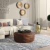 Connor - Round Coffee Table Pouf - Distressed Brown - Image 7