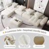 Modern Oversized Modular Sectional Sofa, Sparkling Chenille Fabric Soft Cushion Sofa With 8 Pillows, 8 Pieces Diy Combination Tufted Sofa, No Assembly Required - Beige - Image 17