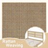 Queen Size Rubber Wooden, Solid Wooden Bed With Rattan Headboard, Enhanced By Support Feet - Natural - Image 2