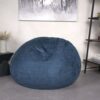 Comfortable High Density Shredded Foam Bean Bag Chair With Removable Microsuede Cover - Midnight Blue - Image 5