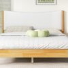 Queen Size Rubber Wooden, Solid Wooden Bed With Teddy Velvet Cushion Upholstered Headboard, Enhanced By Support Feet - Natural - Image 8