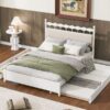 Queen Size Storage Platform Bed With 2 Big Drawers Twin Size Trundle - White - Image 11