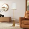 Celestial - Modern Floor Lamp With Accent Table With Large Shade - Gold / White - Image 3