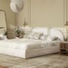 Archie Puffy Grounded - King Upholstered Platform Bed - Almond White - Image 9