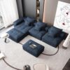 Modern Oversized Modular Sectional Sofa, Sparkling Chenille Fabric Soft Cushion Sofa With 6 Pillows, 6 Pieces Diy Combination Tufted Sofa, No Assembly Required - Blue - Image 9