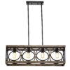 4 Light (Bulb No Included) Farmhouse Rectangle Pendant Light, Wood Texture Vintage Rustic Chandeliers Metal Industrial Hanging Light Fixtures For Kitchen, Entryway, Dining Room - Black / Natural - Image 11