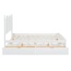 Queen Size Platform Bed With With 2 Big Drawers, Twin Long Size Trundle - White - Image 12