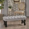 Hilton - Ottoman Bench With Classic Button Tufting - Light Gray - Image 4