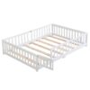 Twin Size Floor Bed With Door And Fence For Children - White - Image 5