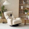 Adjustable Swivel Lounge Chair With 360 Degree Rotating Seat And Headrest Support, Leisure Chair Deck Chair Game Chair For Living Room - Beige - Image 14