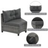 8 Pieces Outdoor Wicker Round Sofa Set, Half-Moon Sectional Sets All Weather, Curved Sofa Set With Rectangular Coffee Table, PE Rattan Water-Resistant And UV Protected, Movable Cushion - Gray - Image 14