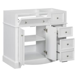 Bathroom Vanity Without Basin Sink, Frame Bathroom Storage Cabinet, Freestanding Vanity With 3 Drawers & Adjustable Shelf (Not Include Basin Sink) - White