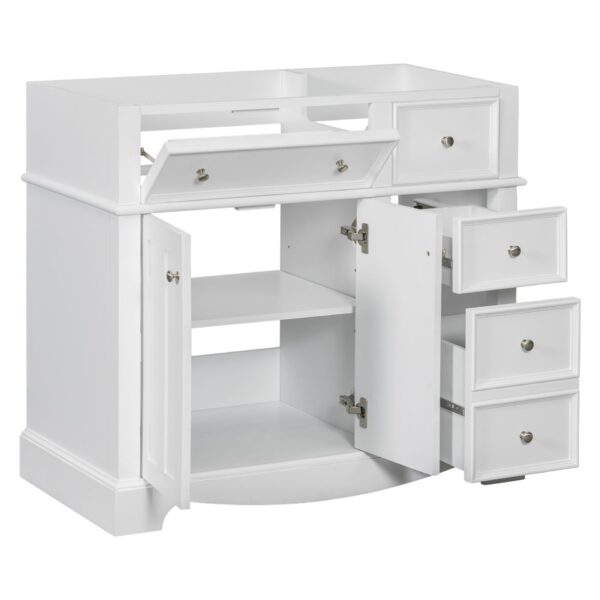 Bathroom Vanity Without Basin Sink, Frame Bathroom Storage Cabinet, Freestanding Vanity With 3 Drawers & Adjustable Shelf (Not Include Basin Sink) - White