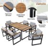 7 Pieces Outdoor Dining Set Patio Dining Table And Chair Set With And Removable Cushions For Patio, Backyard, Garden - Gray - Image 6