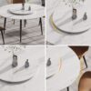 59.05" Modern Artificial Stone Round Metal Dining Table, Can Accommodate 6 People Artificial Stone Turntable - White / Black - Image 4