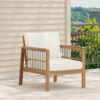 Club Chair With Slat Panel Design - Teak / Beige - Image 6