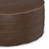 Brody - Round Coffee Table Pouf - Distressed Dark Brown - Image 3