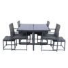 9 Pieces Patio Dining Sets Outdoor Space Saving Rattan Chairs With Glass Table Top Wicker And Cushion - Dark Gray - Image 13