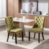 Nikki - Modern, High-End Tufted Solid Wood Contemporary Velvet Upholstered Dining Chair With Wood Legs Nailhead Trim (Set of 2) - Olive Green - Image 13