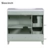 Bathroom Vanity, Transitional Style Bathroom Cabinet With Resin Sink, Single Bathroom Cabinet, With 2 Drawers And 1 Adjustable Storage Shelf, 2 Soft-Close Doors - Green - Image 10