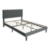 Twin Size Upholstered Platform Bed Frame With Button Tufted Linen Fabric Headboard - Dark Gray - Image 8