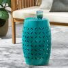 Lilac - Modern Side Table With Iron Cut Design - Teal - Image 9