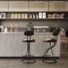 Bar Stools Upholstered Counter Height Barstools For Kitchen Island (Set of 2) Modern Leather Dining Chairs With Footrest - Black - Image 3