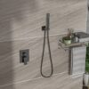 10" Square Dual Shower Head System Wall Mounted With Rough In Valve Modern Bathroom Fixture - Matte Black - Image 3