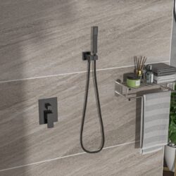 10" Square Dual Shower Head System Wall Mounted With Rough In Valve Modern Bathroom Fixture - Matte Black