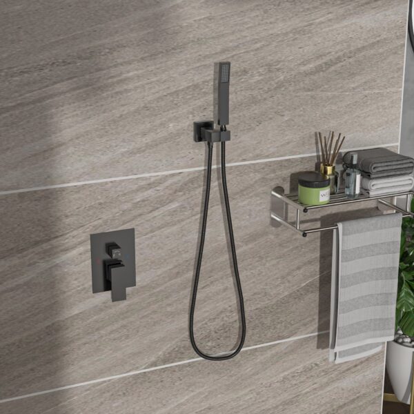10" Square Dual Shower Head System Wall Mounted With Rough In Valve Modern Bathroom Fixture - Matte Black
