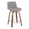 Corazza - Mid-Century Modern Fixed Height Counter Stool With Swivel With Square Footrest (Set of 2) - Walnut / Light Gray - Image 2