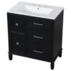 Bathroom Vanity With Ceramic Sink, Flip Out Drawer Design For Plumbing, Soft Close Drawers - Black - Image 19