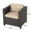 Modern Outdoor Club Chair With Removable Cushions - Brown / Beige - Image 3
