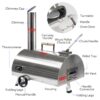 Silver Pizza Oven Outdoor 12" Semi-Automatic Rotatable Pizza Ovens Portable Stainless Steel Wood Fired Pizza Oven Pizza Maker With Built-In Thermometer Pizza Cutter Carry Bag - Silver - Image 3