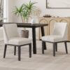 Modern Dining Chair With Durable Fabric Upholstery And Sturdy Wooden Frame (Set of 2) - Light Gray - Image 4