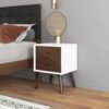 Caroline - Mid-Century Modern Style White Night Stand 2 Drawer - Dark Brown / White - Image 15