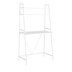Computer Desk For Home Office, Laptop, Leaning, Storage Shelves, Contemporary & Modern - White