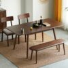 Round Corner Diagonal Leg Telescopic Table, For 6 - 8 People To Meet Dining Table - Walnut - Image 9