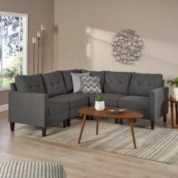 5 Piece Upholstered Sectional - Dark Gray