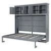 Queen Size Murphy Modern Bed With Top Cabinets For Space Saving And Comfort - Gray - Image 17