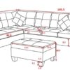 3 Piece Sofa With Left Chaise Lounge And Storage Ottoman, 2 Throw Pillows - Black - Image 9