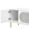 Modern TV Stand For Up To 70" TV, Entertainment Center TV Media Console Table, With 3 Shelves And 2 Cabinets, TV Console Cabinet Furniture For Living Room - White - Image 15