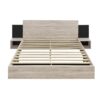 Queen Size Floating Platform Bed, With LED Lights, Bedside Nightstand - Natural - Image 2