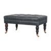 Buffalo - Leather Ottoman With Castor Legs - Brown / Teal - Image 7
