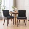 Ultra Side Dining Chair, Thickened Fabric Chairs With Neutrally Toned Solid Wood Legs, Bronze Nail Head (Set of 2) - Blue - Image 14