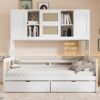 Twin Size Daybed With 2 Drawers, And All In One Cabinet And Shelf - White - Image 12