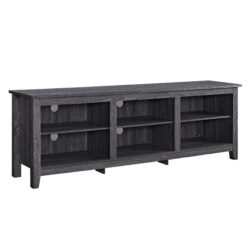 Modern Transitional 3 Shelf Open Storage 70" TV Stand For 80" TVs - Charcoal