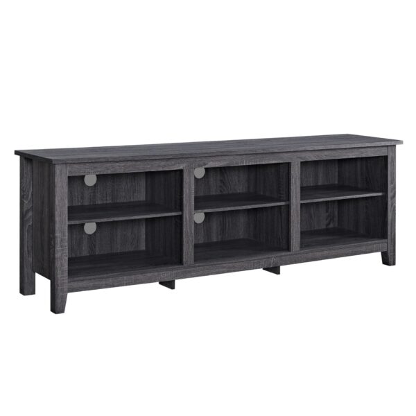 Modern Transitional 3 Shelf Open Storage 70" TV Stand For 80" TVs - Charcoal