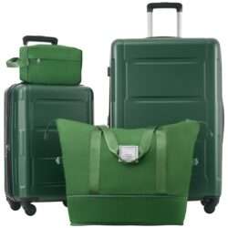 2 Piece Luggage Set With Bags Expanable Spinner Wheels ABS Lightweight Suitcase With Tsa Lock 20" / 28" - Green