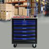 7 Drawer Multifunctional Tool Cart With Wheels - Black / Blue - Image 13